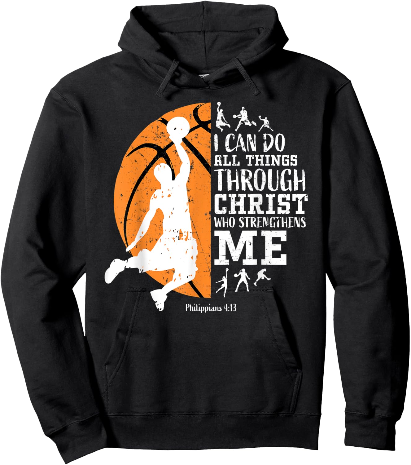 Basketball Shirts Men Boys Philippians 4:13 Gifts Kids Hoodie - Hoodie | Black