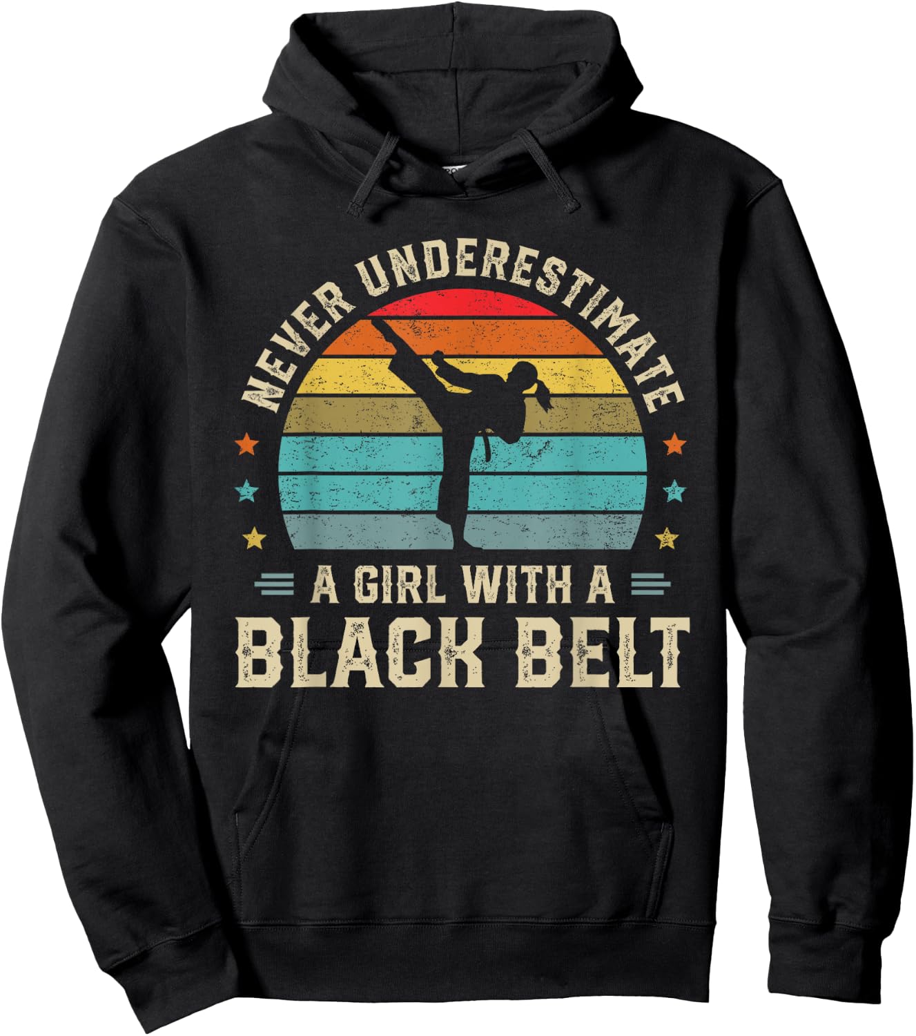 Never Underestimate Girl with a Black Belt Karate Jiu Jitsu Hoodie - Hoodie | Black