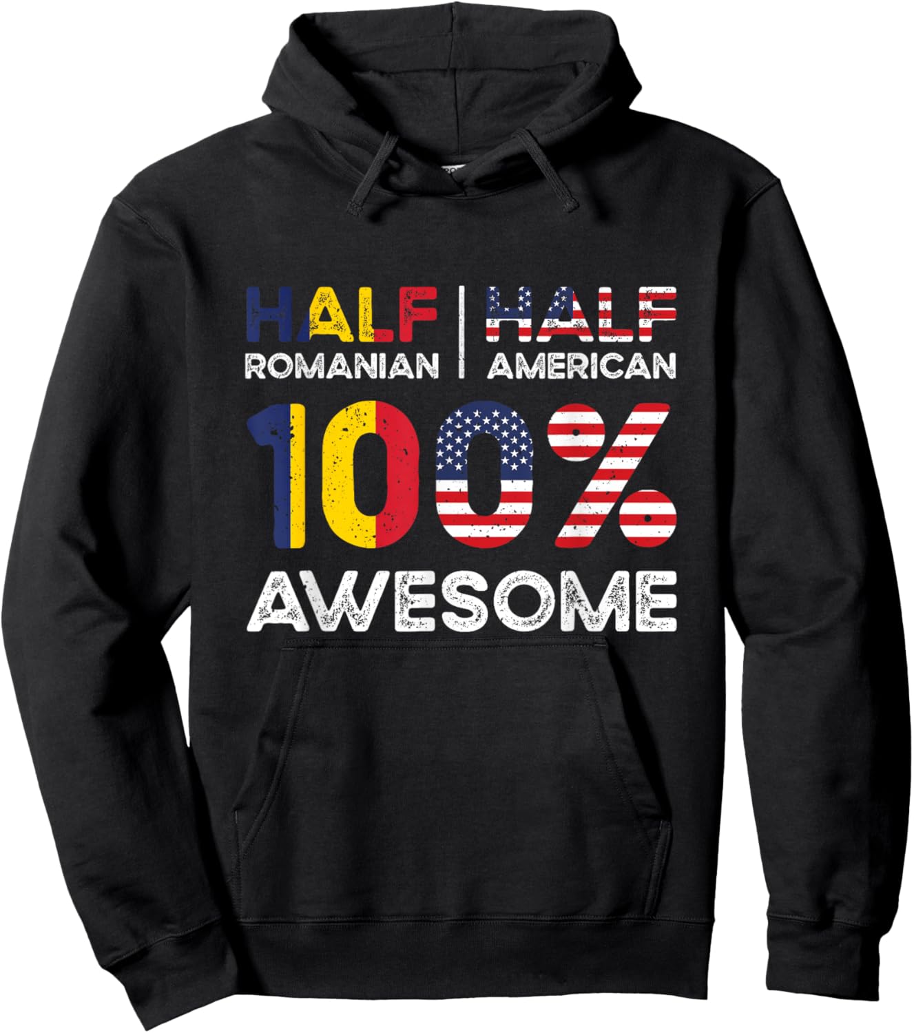 Romanian American Patriot USA Grown Romania US Flag Hoodie - Hoodie | Black