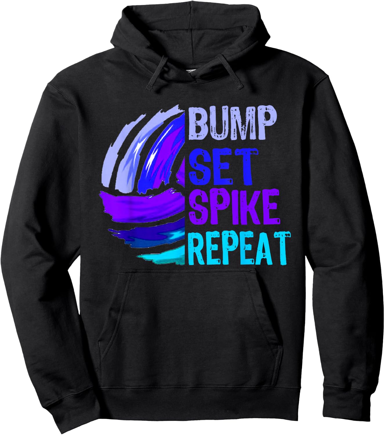 Girls Volleyball Bump Set Spike Repeat Blue/Purple Hoodie - Hoodie | Black
