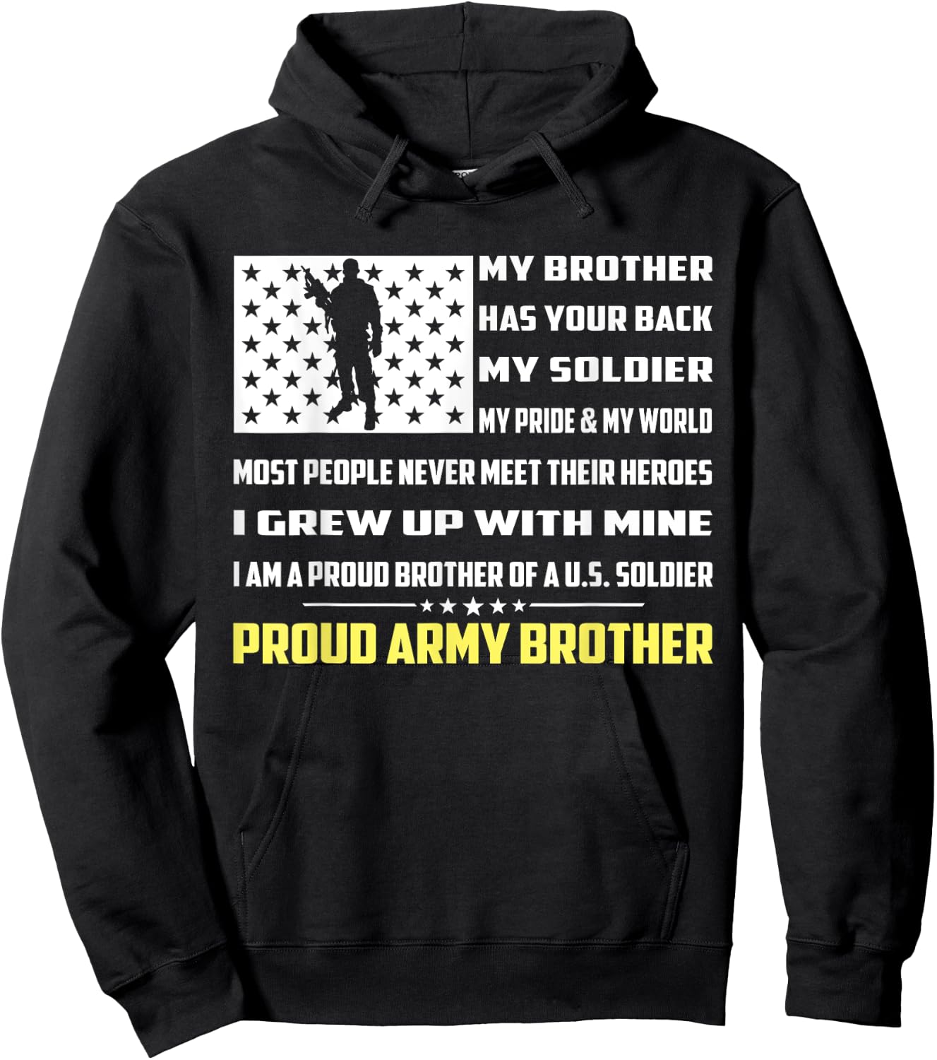 My Brother Has Your Back My Soldier Hero Proud Army Brother Hoodie - Hoodie | Black