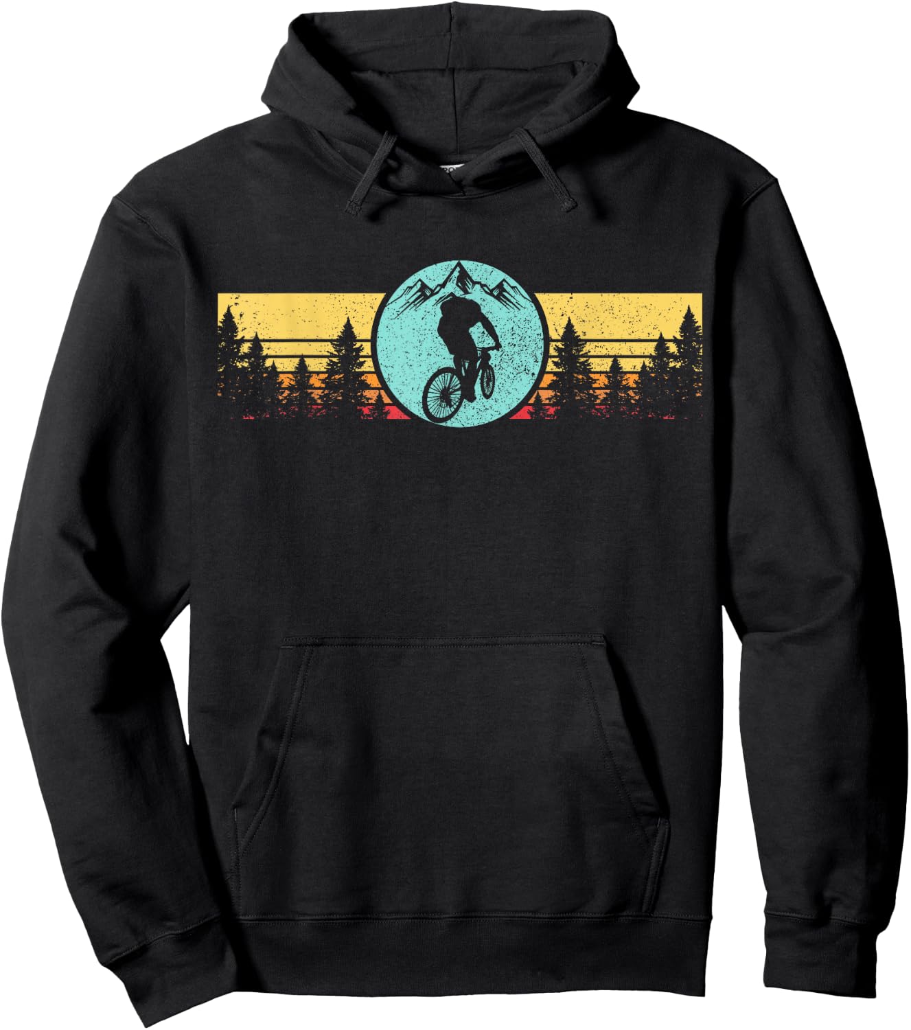 Mountain Bike Vintage Retro MTB Biking Cycling Nature Hoodie - Hoodie | Black