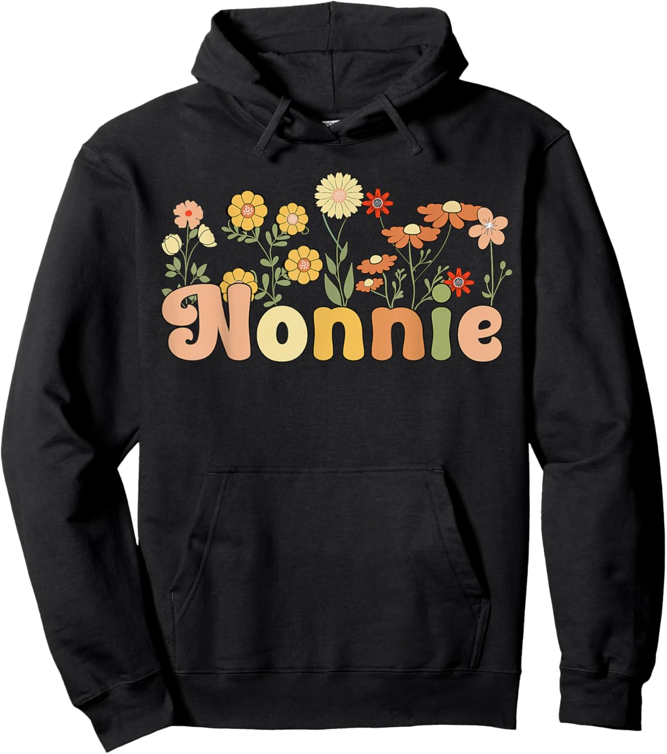 Groovy Nonnie Grandmother Flowers Nonnie Grandma Hoodie - Hoodie | Black
