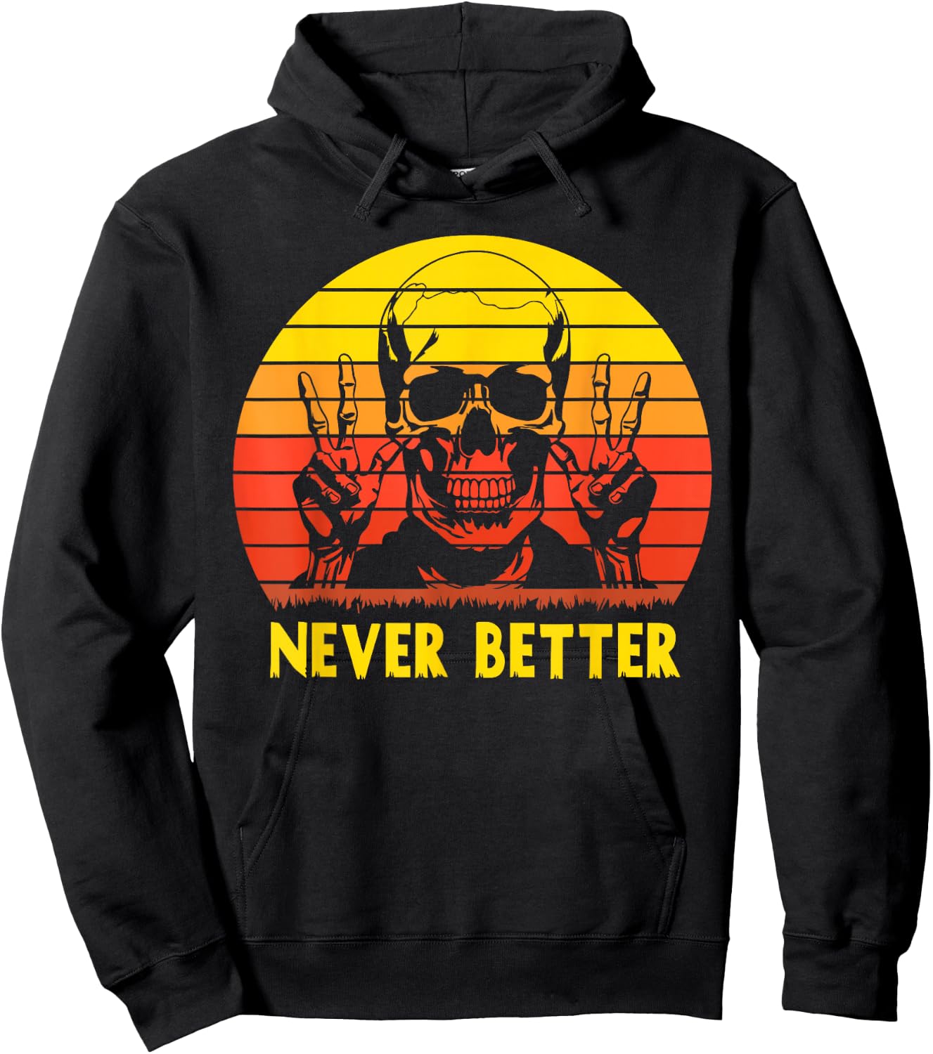 Never Better Halloween Skeleton Smoking Ghost Hunting Hoodie - Hoodie | Black