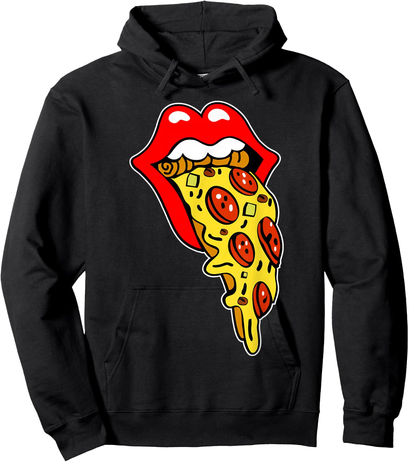 Pizza Mouth Lips Hoodie - Hoodie | Black