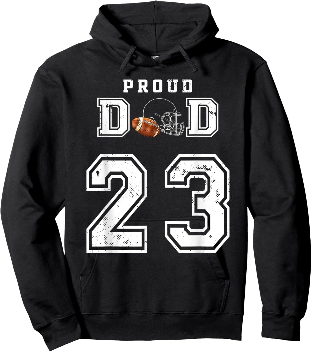 Custom Proud Football Dad Number 23 Personalized Hoodie - Hoodie | Black