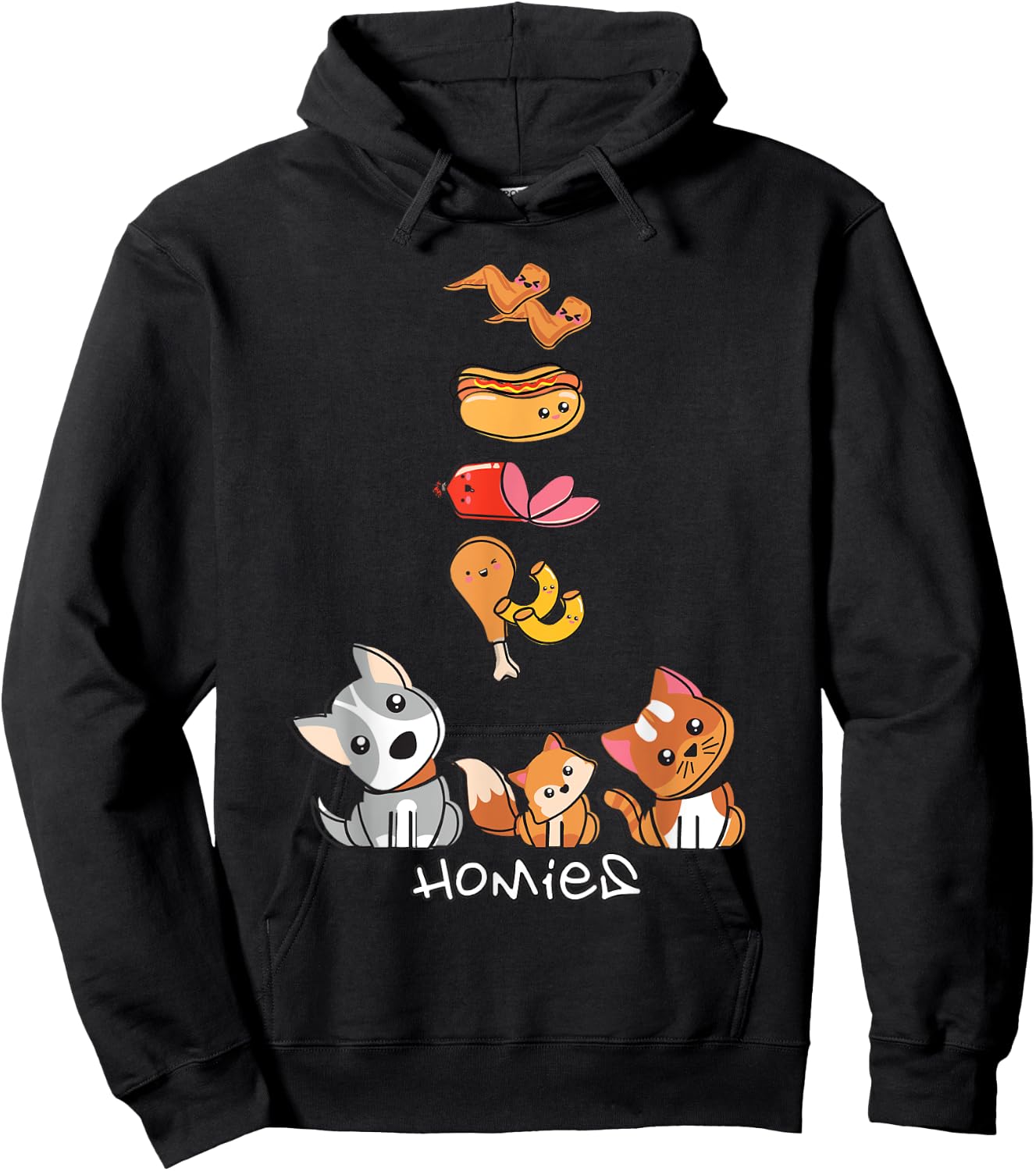 Chicken Wing, Chicken Wing, Hot Dog & Bologna Women Girls Kids Hoodie - Hoodie | Black