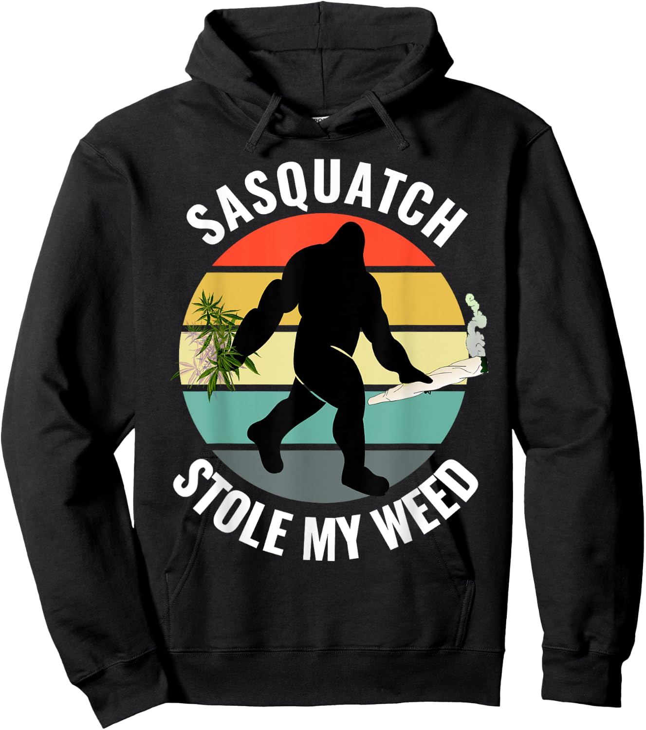 Funny Cannabis and Sci-Fi 420 Sasquatch Stole My Weed Hoodie - Hoodie | Black