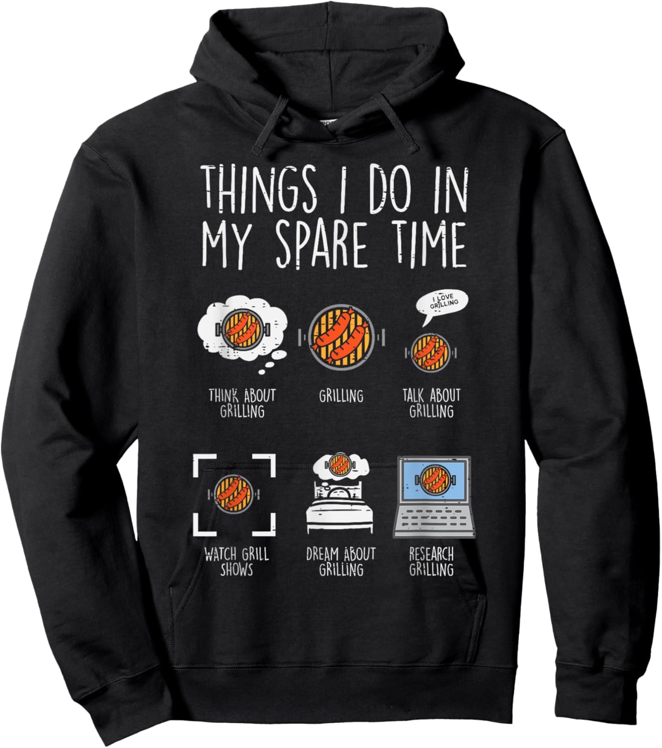 Things I Do In My Spare Time Grilling Funny Bbq Barbecue Men Hoodie - Hoodie | Black