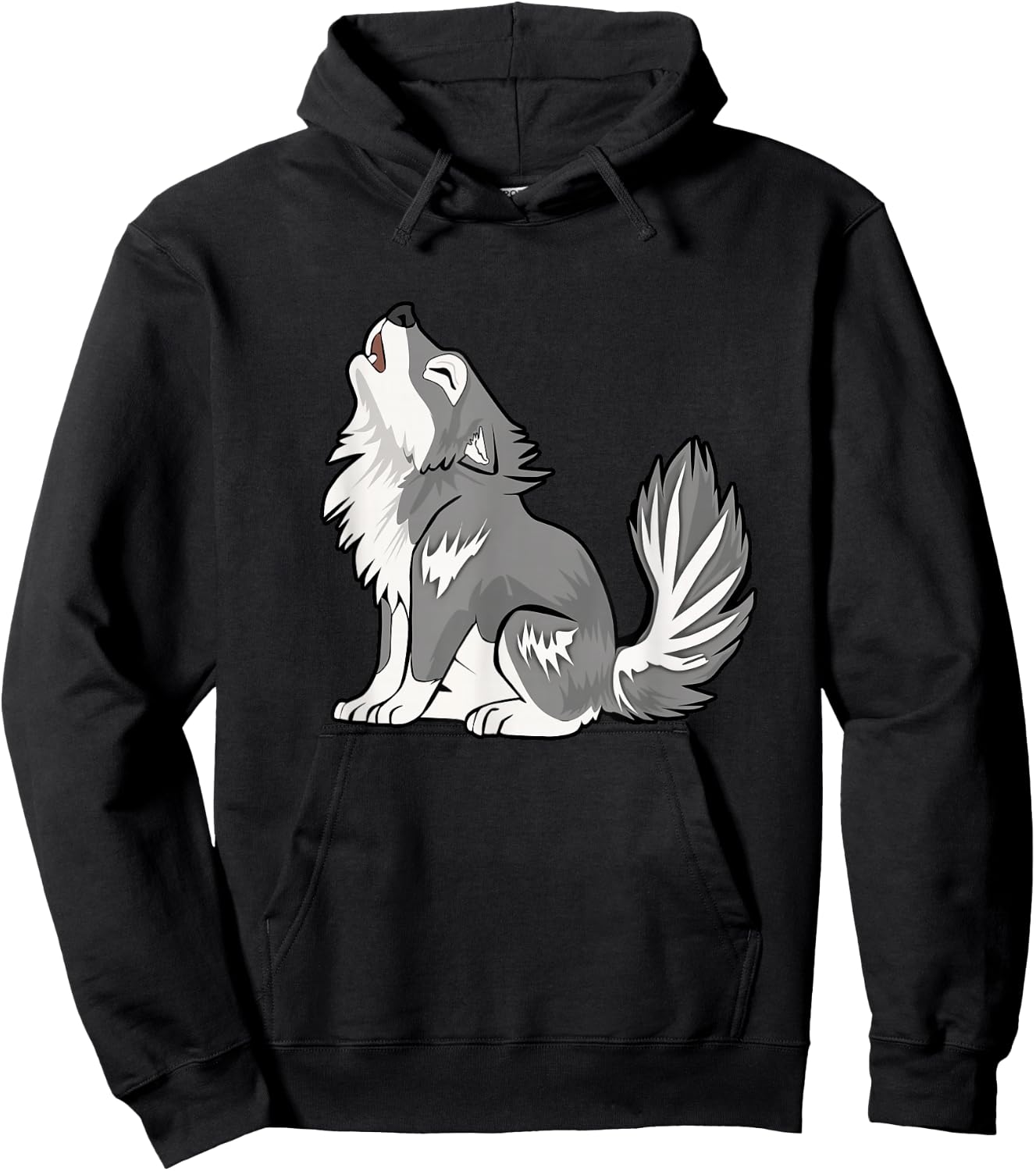 Cute Baby Howling Wolf Cub Sketch Gifts Costume Stuff Kids Hoodie - Hoodie | Black