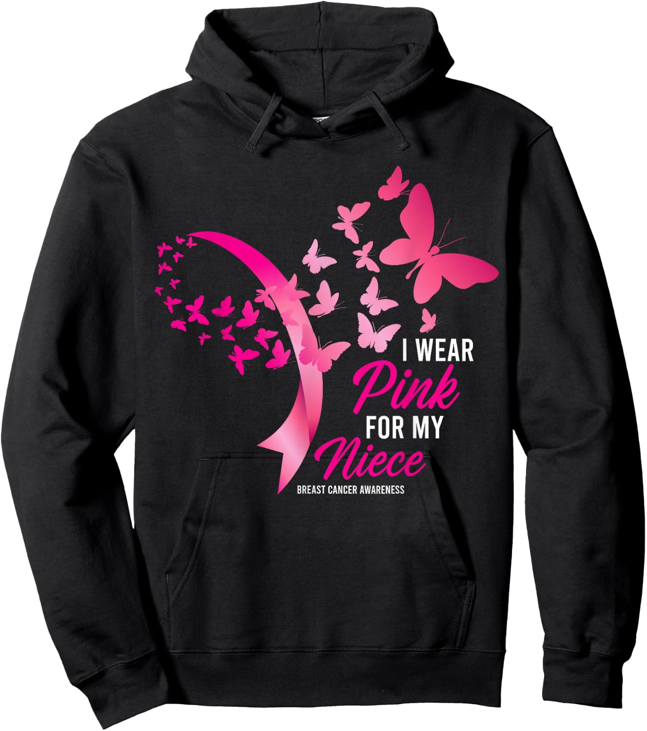 I Wear Pink For My Niece Cute Breast Cancer Awareness Gifts Hoodie - Hoodie | Black