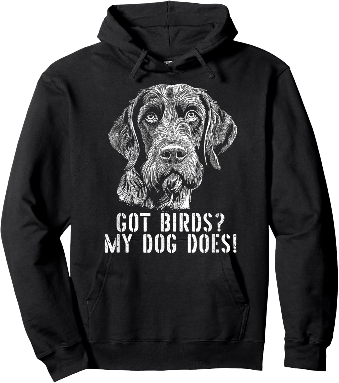 German Wirehaired Pointer hunting dog hunter dog head hunt Hoodie - Hoodie | Black