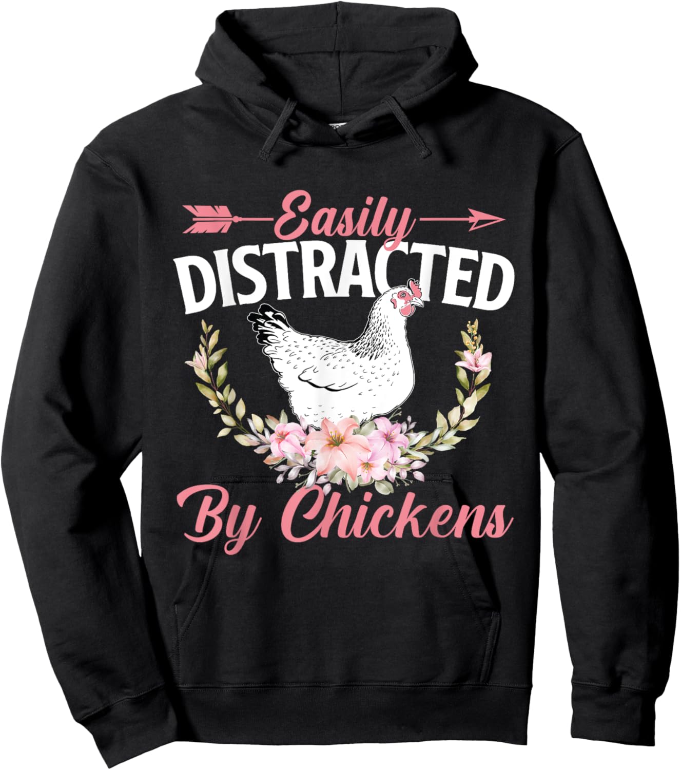 Easily Distracted By Chickens - Chicken Lover Animal Farm Hoodie - Hoodie | Black