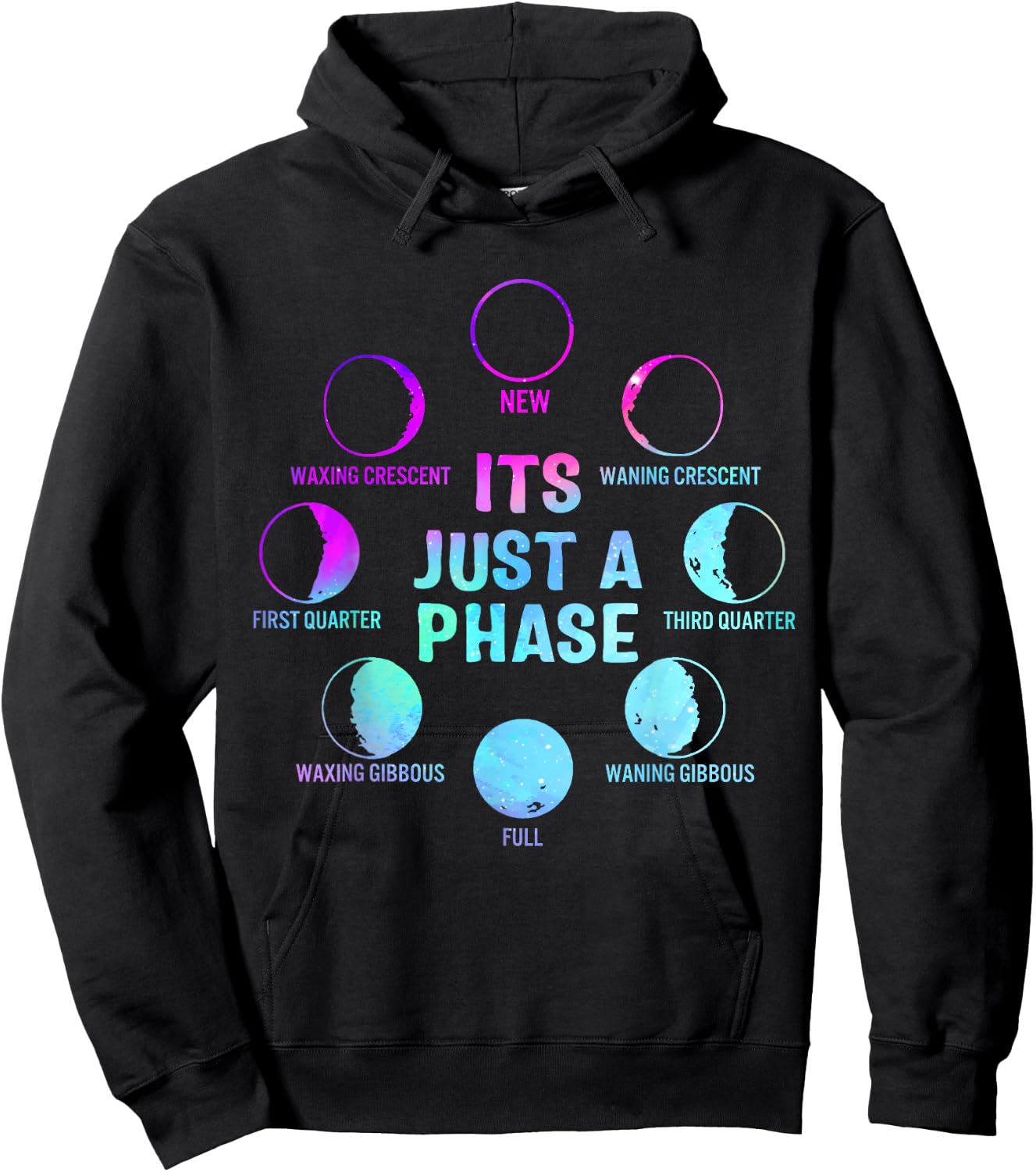 It's Just A Phase Celestial Moon Lunar Cycle Astronomy Kids Hoodie - Hoodie | Black