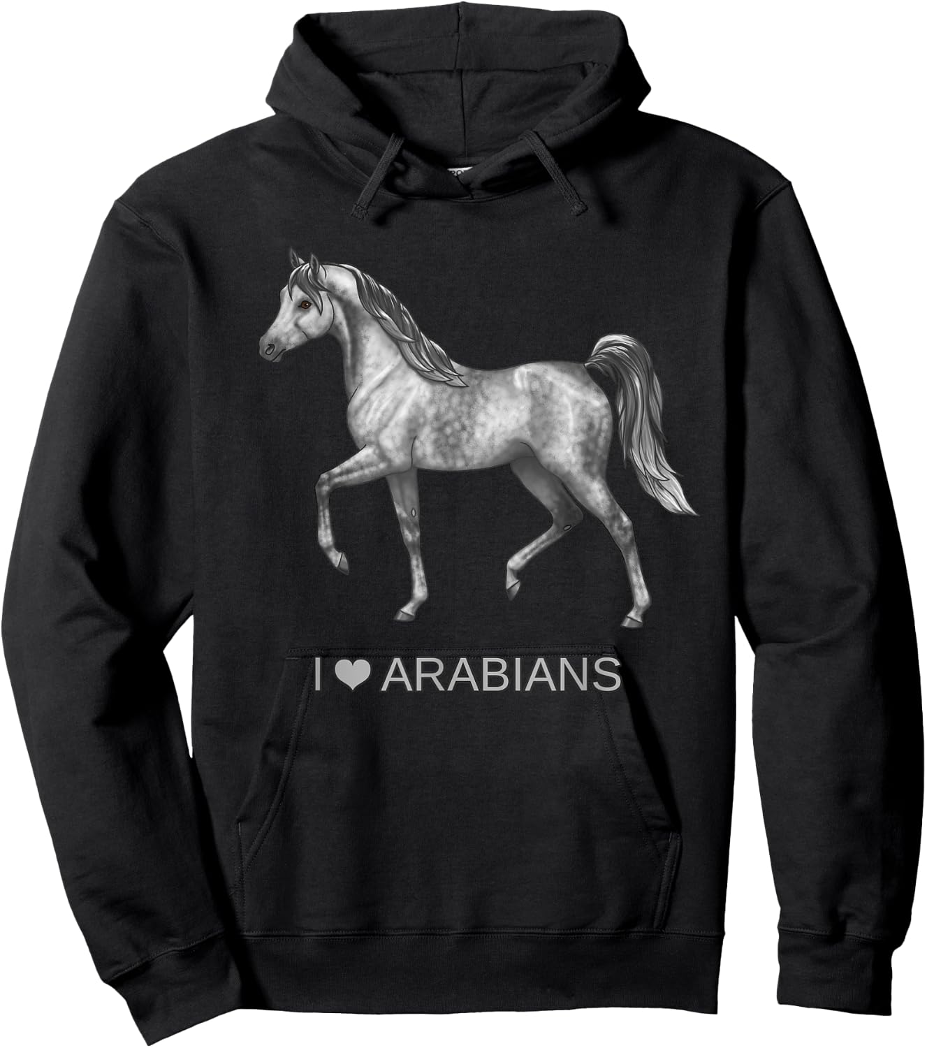 I Heart (Love) Arabians Trotting Gray Horse Lover Gift Hoodie - Hoodie | Black