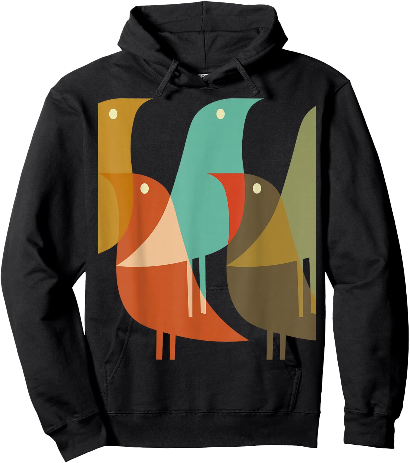 Bird Print Art Deco 60s Surf Beach Hippy Cool Retro Hoodie - Hoodie | Black
