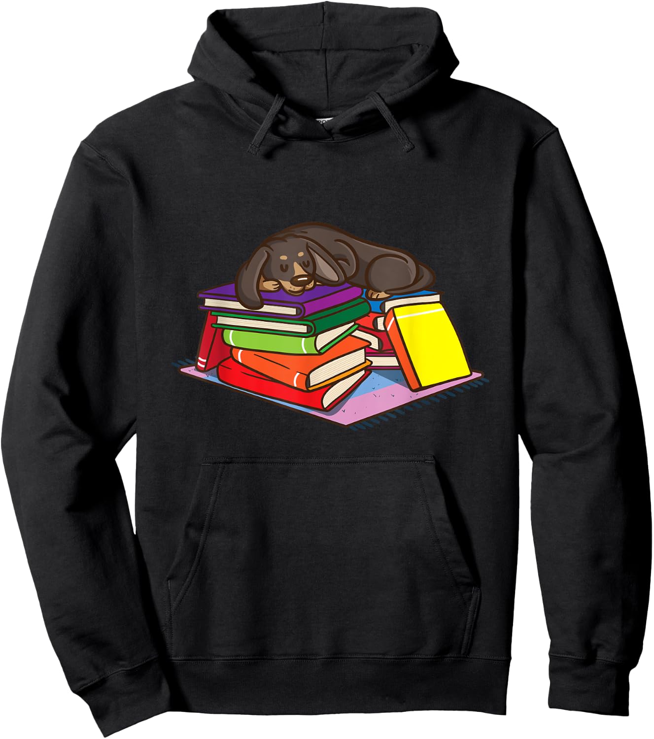 Dachshund Book Reading Lovers Gift Bookworm Girls Teachers Hoodie - Hoodie | Black