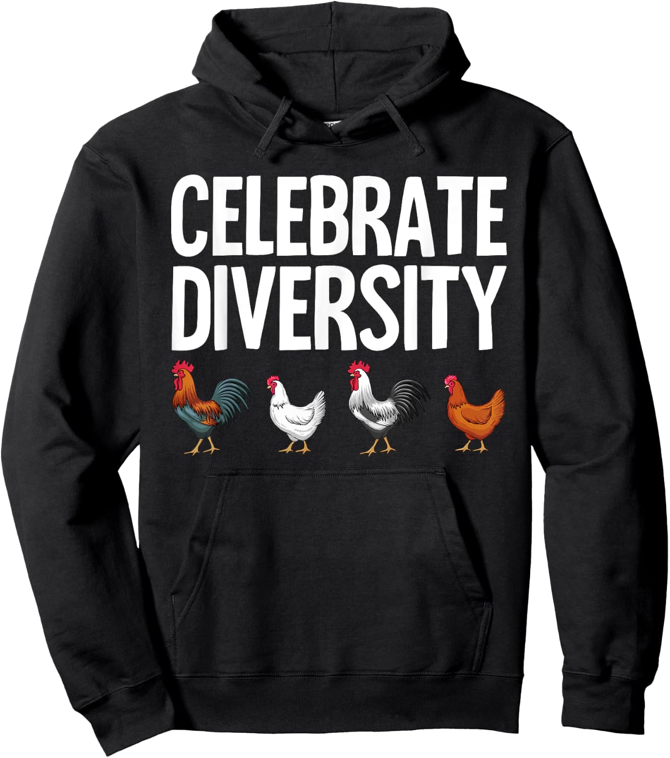 Funny Chicken Lover Gift Men Women Cool Celebrate Diversity Hoodie - Hoodie | Black