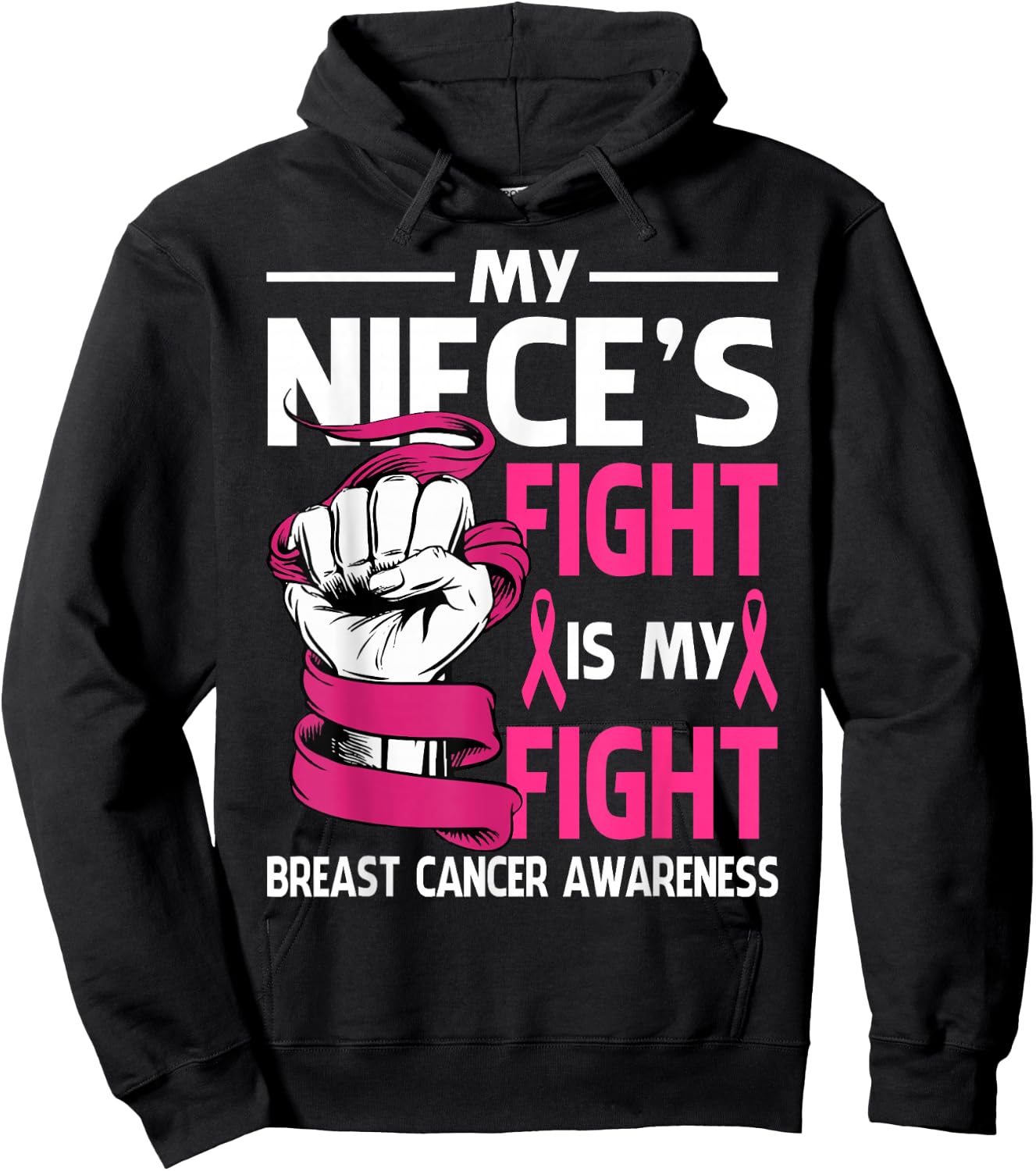 My Niece's Fight Is My Fight Breast Cancer Awareness Hoodie - Hoodie | Black