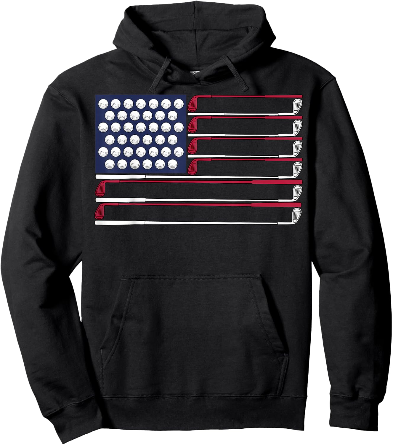 Patriotic Golf American 4th of July Golf Clubs American Flag Hoodie - Hoodie | Black