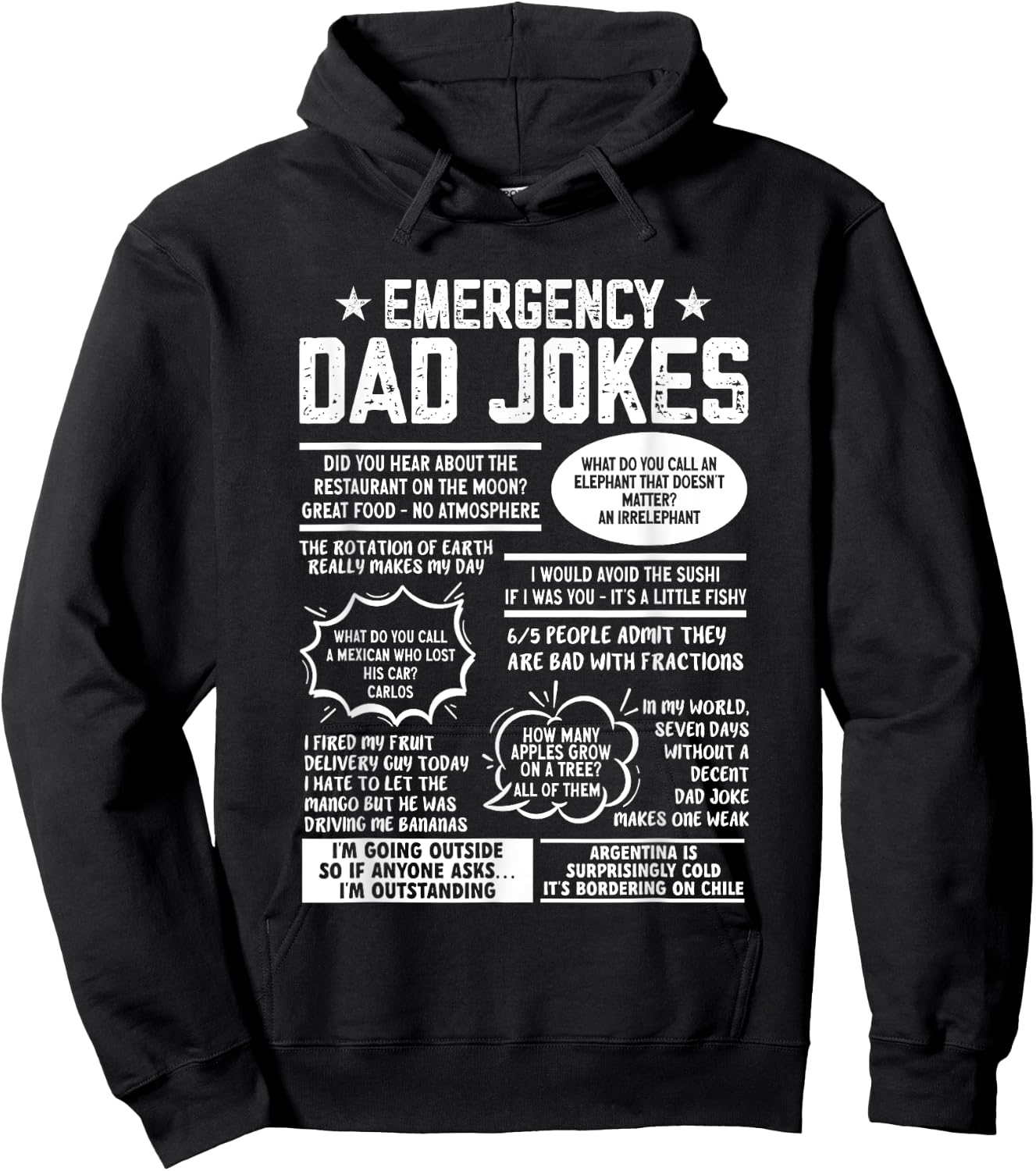Emergency Dad Jokes Funny Pun Dad Joke Hoodie - Hoodie | Black