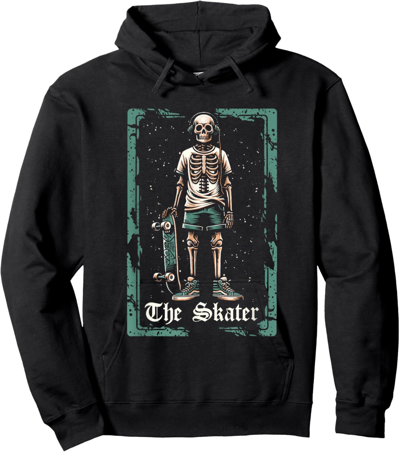 Skateboard Skater Skateboarder - Skeleton Tarot Card Hoodie - Hoodie | Black