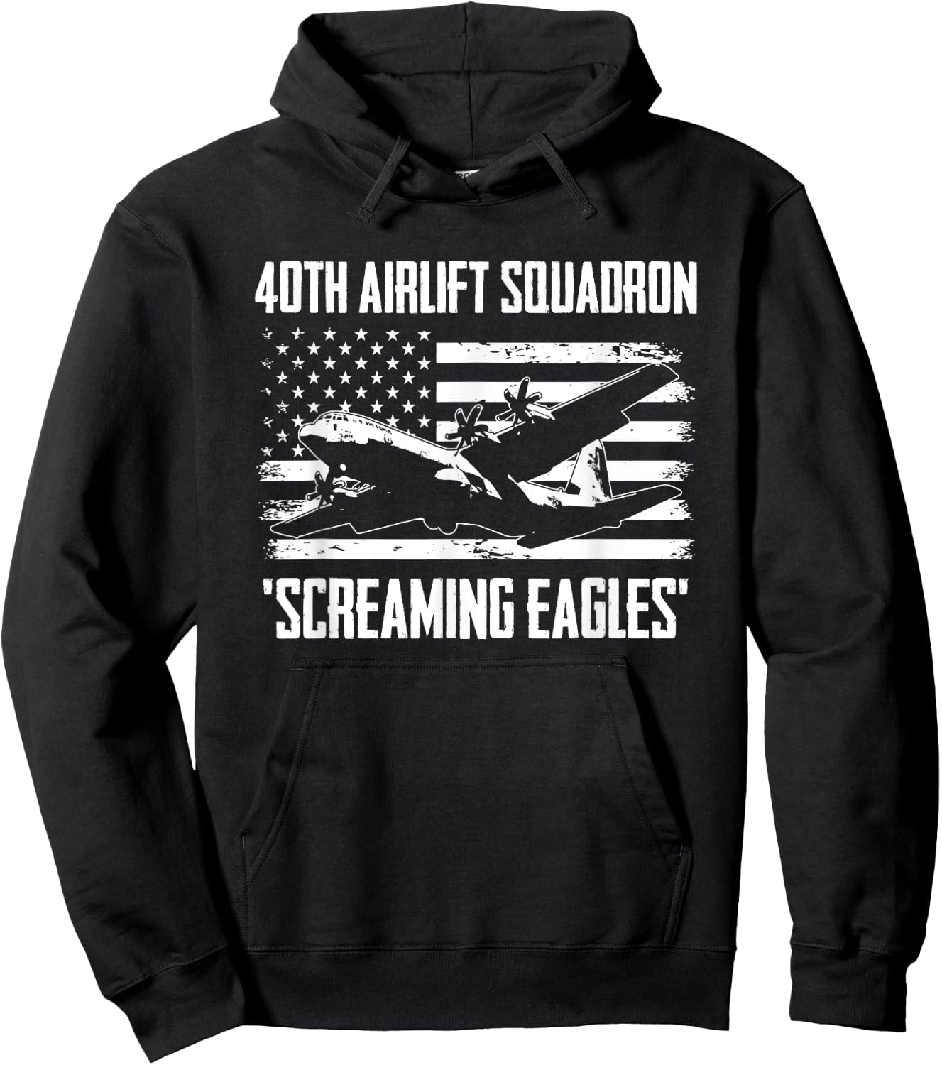40th Airlift Squadron Screaming Eagles Hoodie - Hoodie | Black