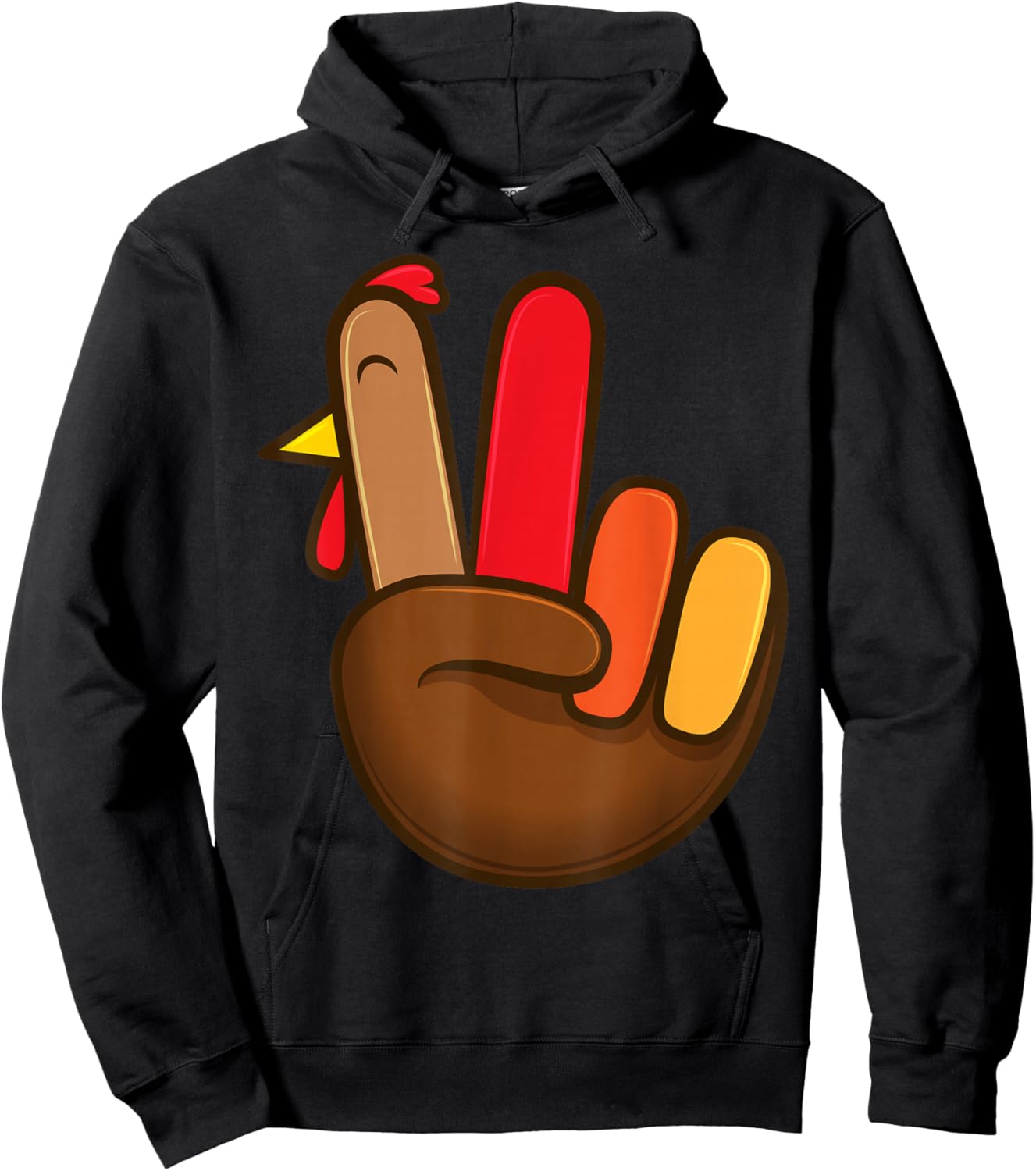 Peace Sign Turkey Hand Shirt Thanksgiving Hippie Men Women Hoodie - Hoodie | Black