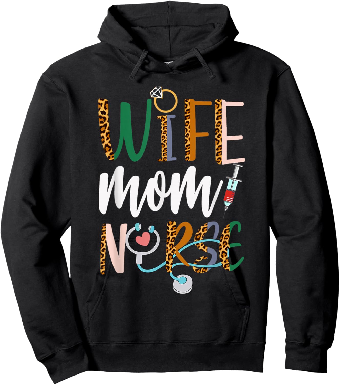 Wife Mom Nurse RN LPN Mothers Day For Nurses Hoodie - Hoodie | Black