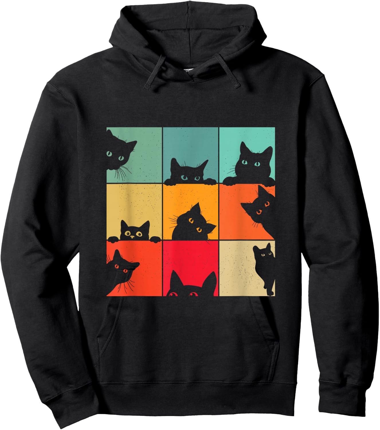 Funny Retro Vintage Curious Black Cat For Cats Lover Hoodie - Hoodie | Black