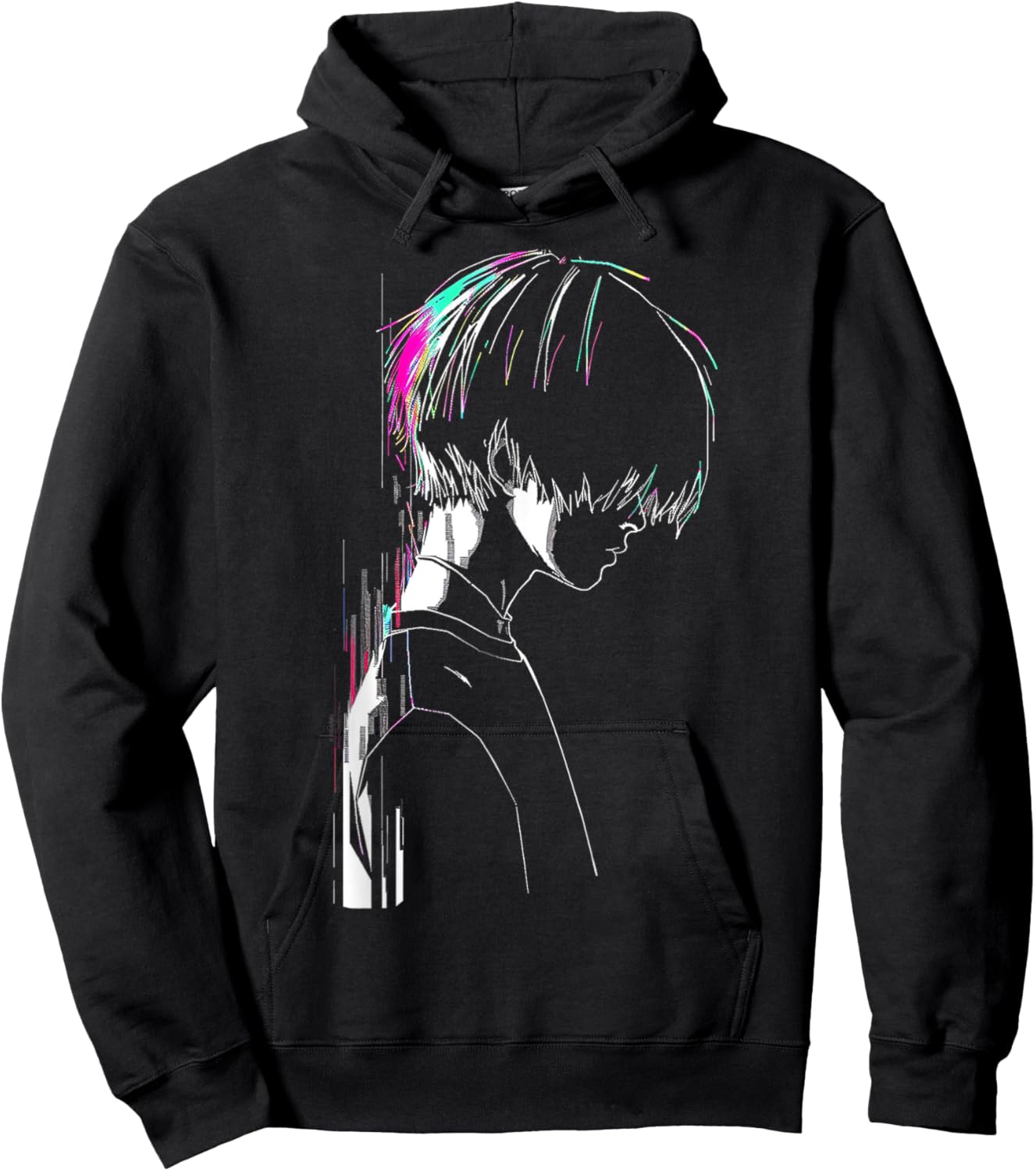 Anime Manga Motif Pixel Illustration Anime Hoodie - Hoodie | Black