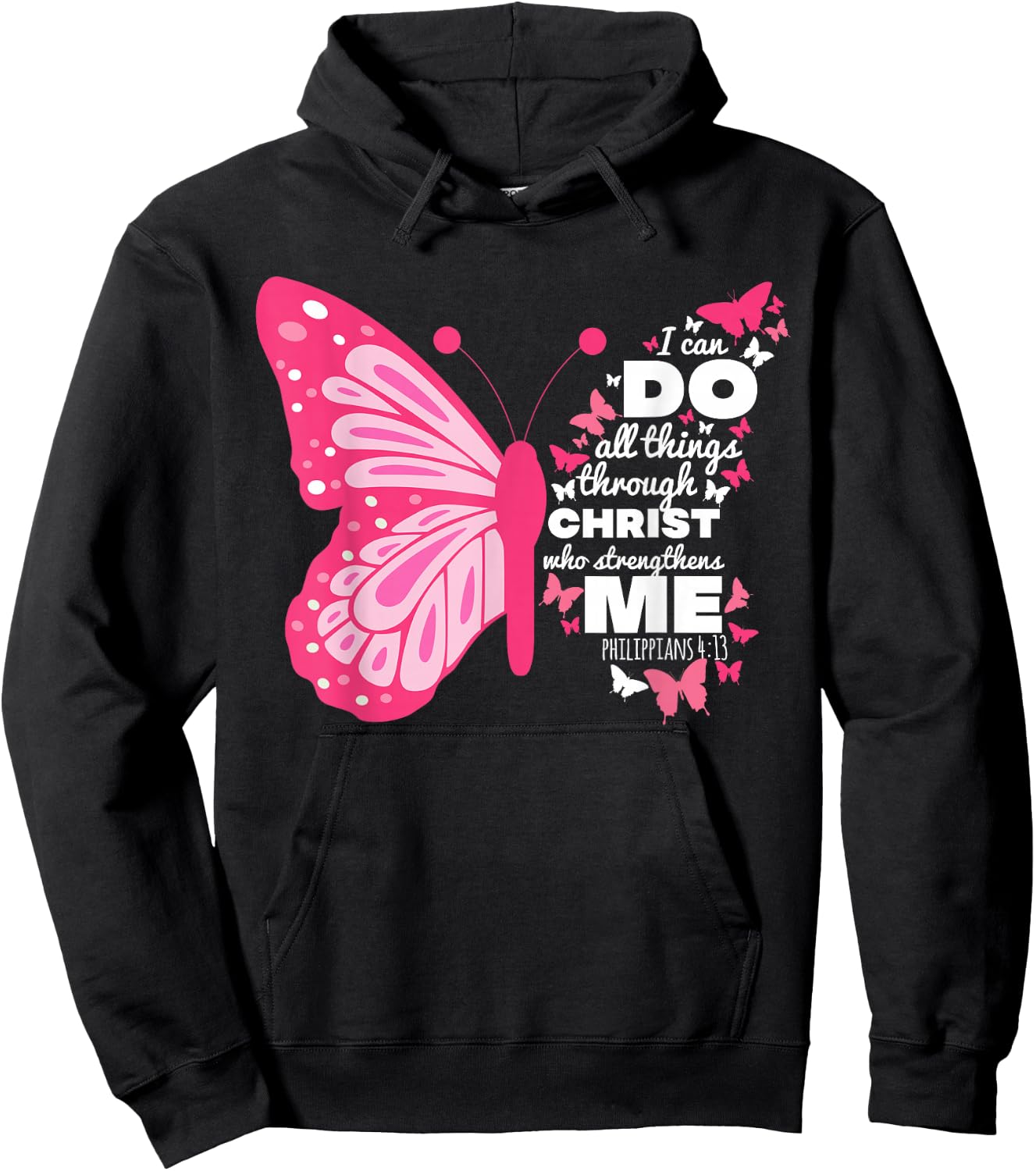 Philippians 4:13 Butterfly Christ Bible Verse Gift Hoodie - Hoodie | Black