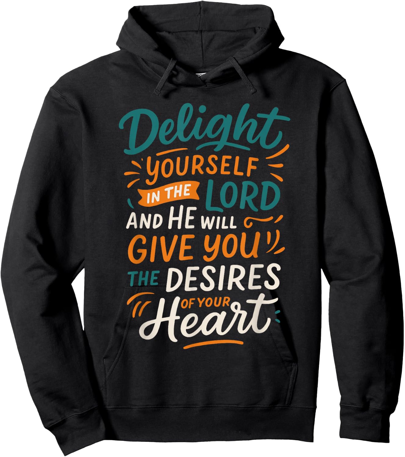 Delight Yourself in The Lord - Vintage Christian Faith Hoodie - Hoodie | Black