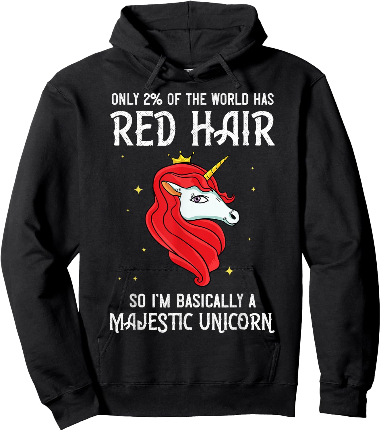 Red Hair Unicorn Redhead Funny Red Headed Hoodie - Hoodie | Black