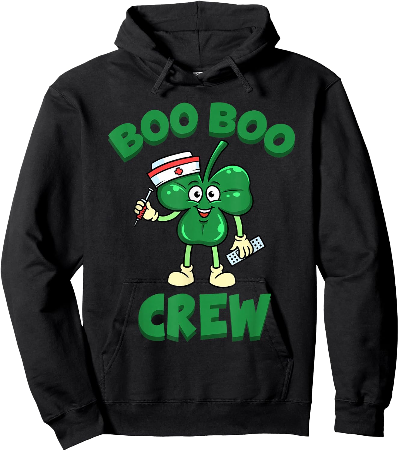 St Patrick's Day Nurse Shirt Boo Boo Crew Green Lucky Hoodie - Hoodie | Black