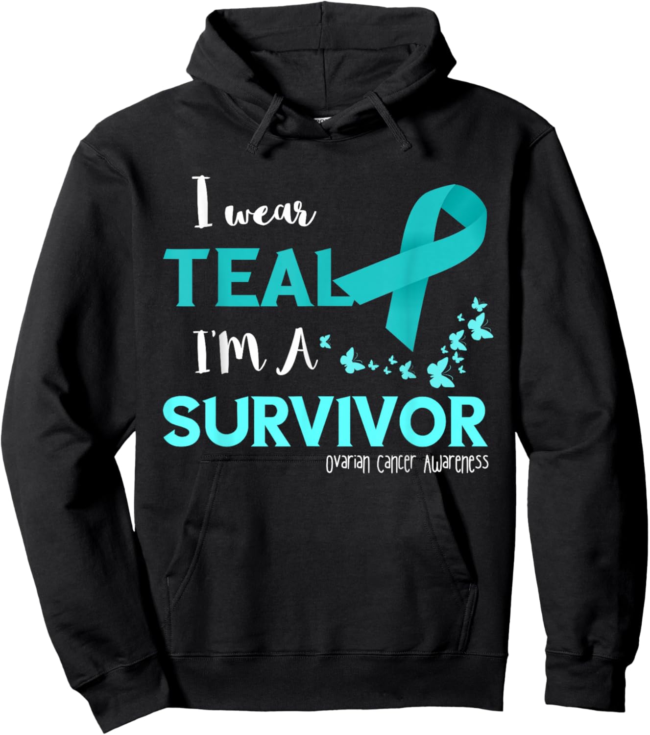 Ovarian Cancer Awareness Survivor Ribbon Ovarian Cancer Hoodie - Hoodie | Black