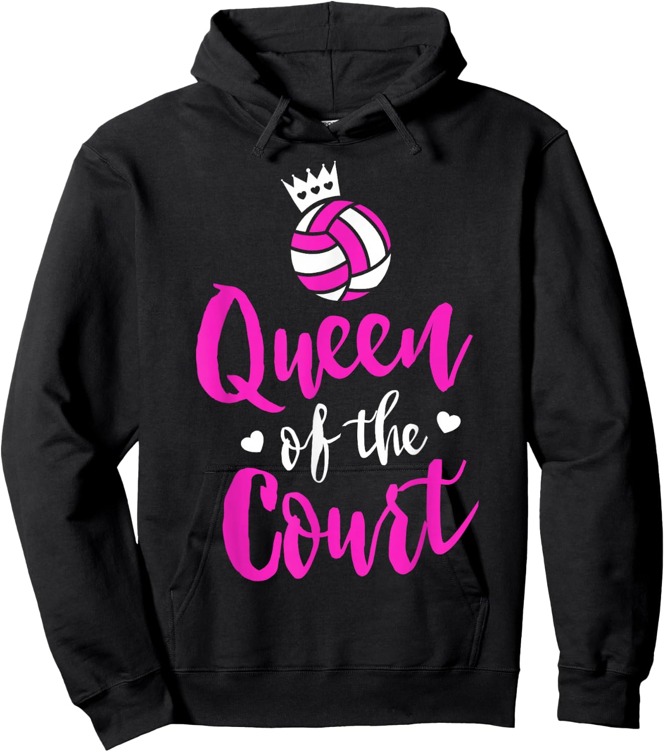Volleyball Queen Shirt for Girls Cute Player Coach Gift Hoodie - Hoodie | Black