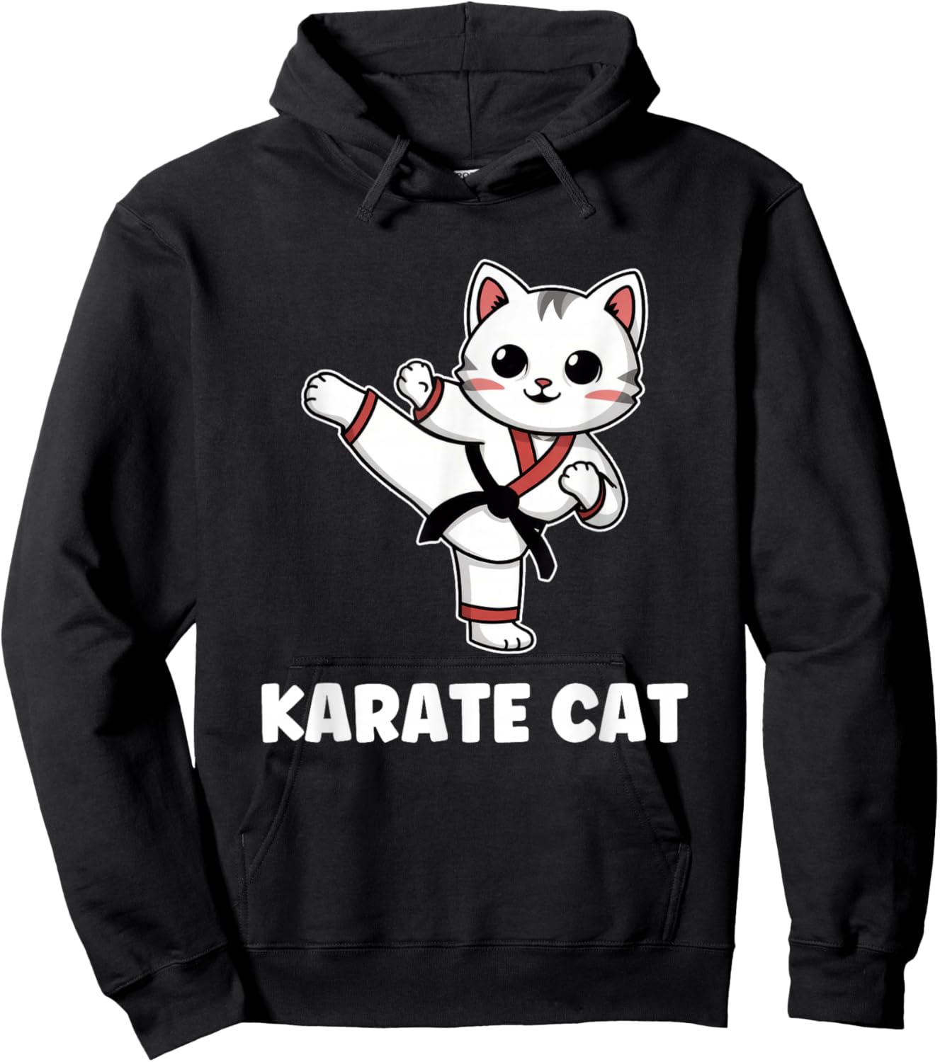 Funny Karate Cat Kawaii Girl Women Karate Hoodie - Hoodie | Black
