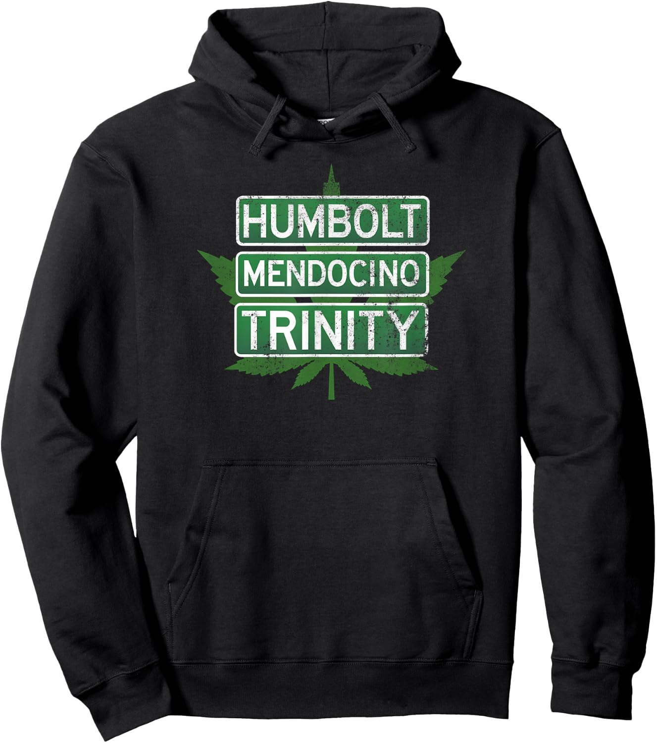 Humbolt Mendocino Trinity | Distressed Style Hoodie - Hoodie | Black