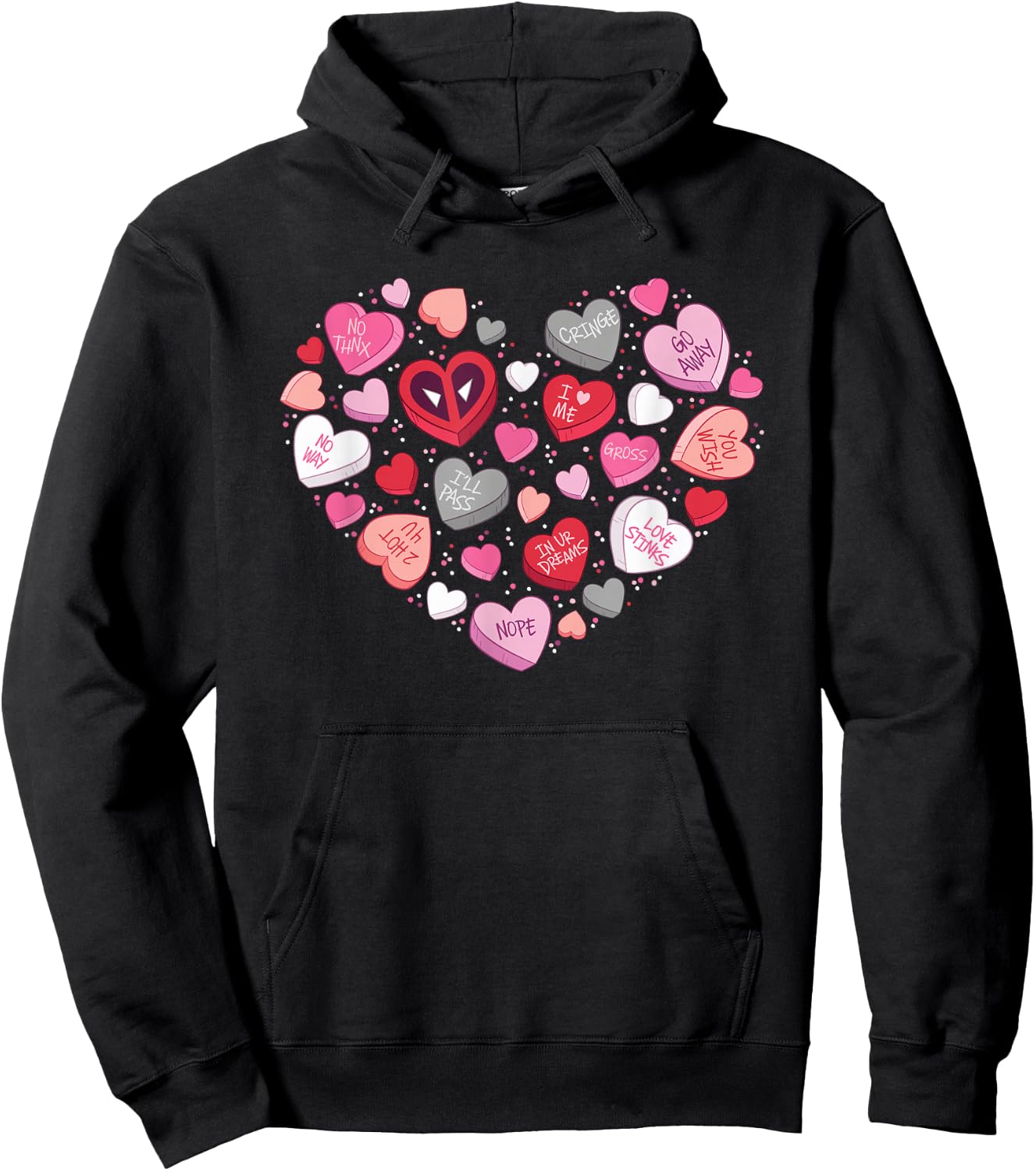 Marvel Valentine’s Day Deadpool Anti-Love Candy Hearts Hoodie - Hoodie | Black