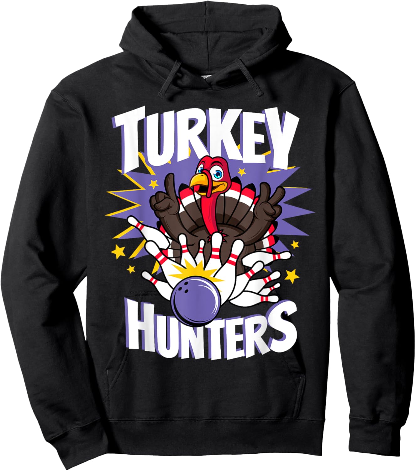 Funny Turkey Hunters Thanksgiving Bowler Bowling Player Gift Hoodie - Hoodie | Black