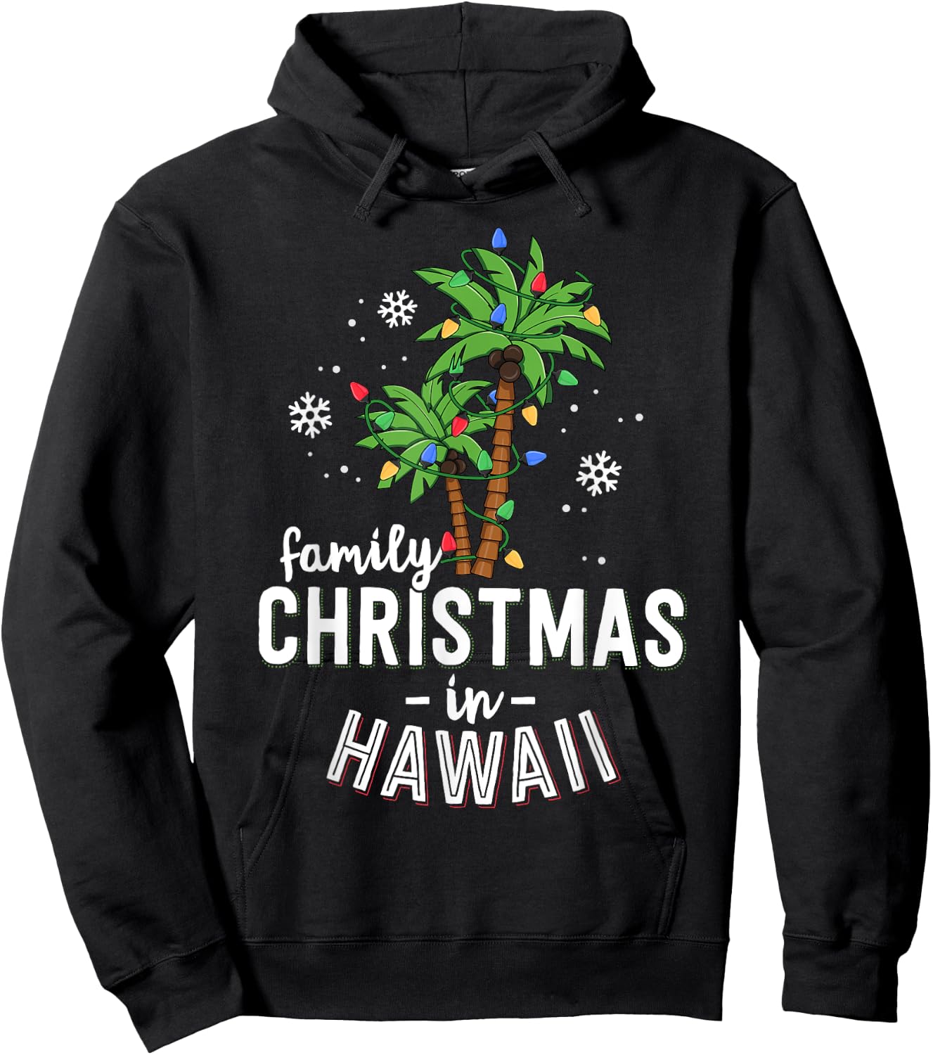 Family Christmas In Hawaii Palm Trees Xmas Beach Vacation Hoodie - Hoodie | Black