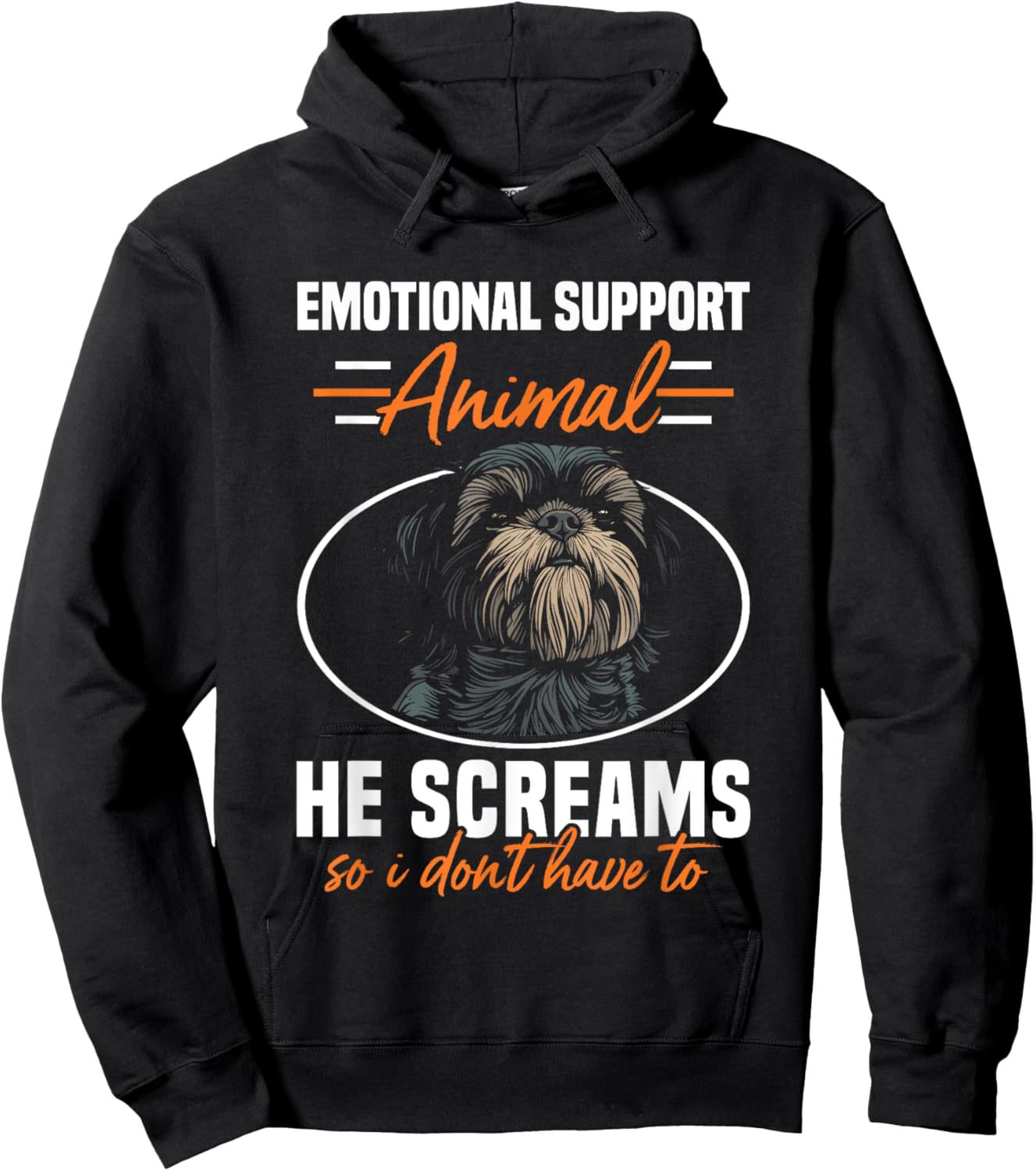 Emotional Support Animal Dog Breed Shih Tzu Dog Lover Hoodie - Hoodie | Black