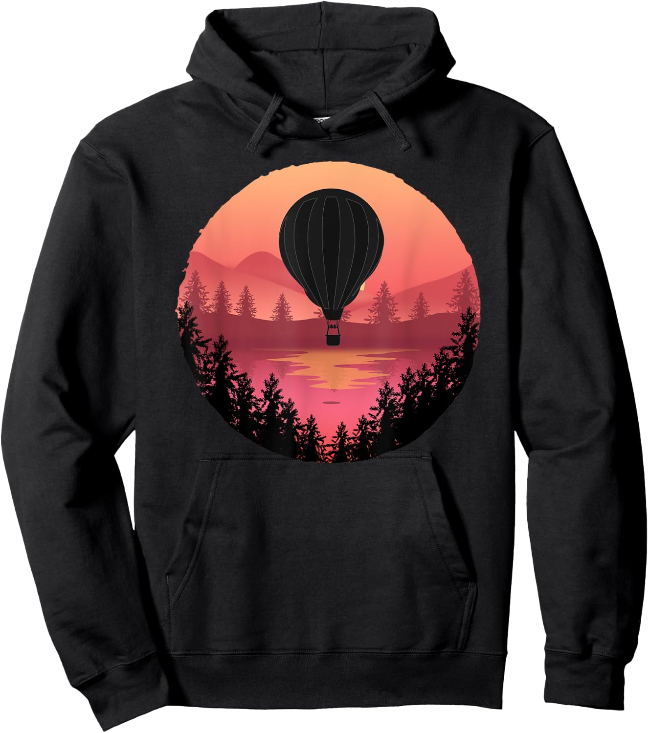 Pretty Flying Hot Air Balloon: Cool Sunset Ballooning Lovers Hoodie - Hoodie | Black