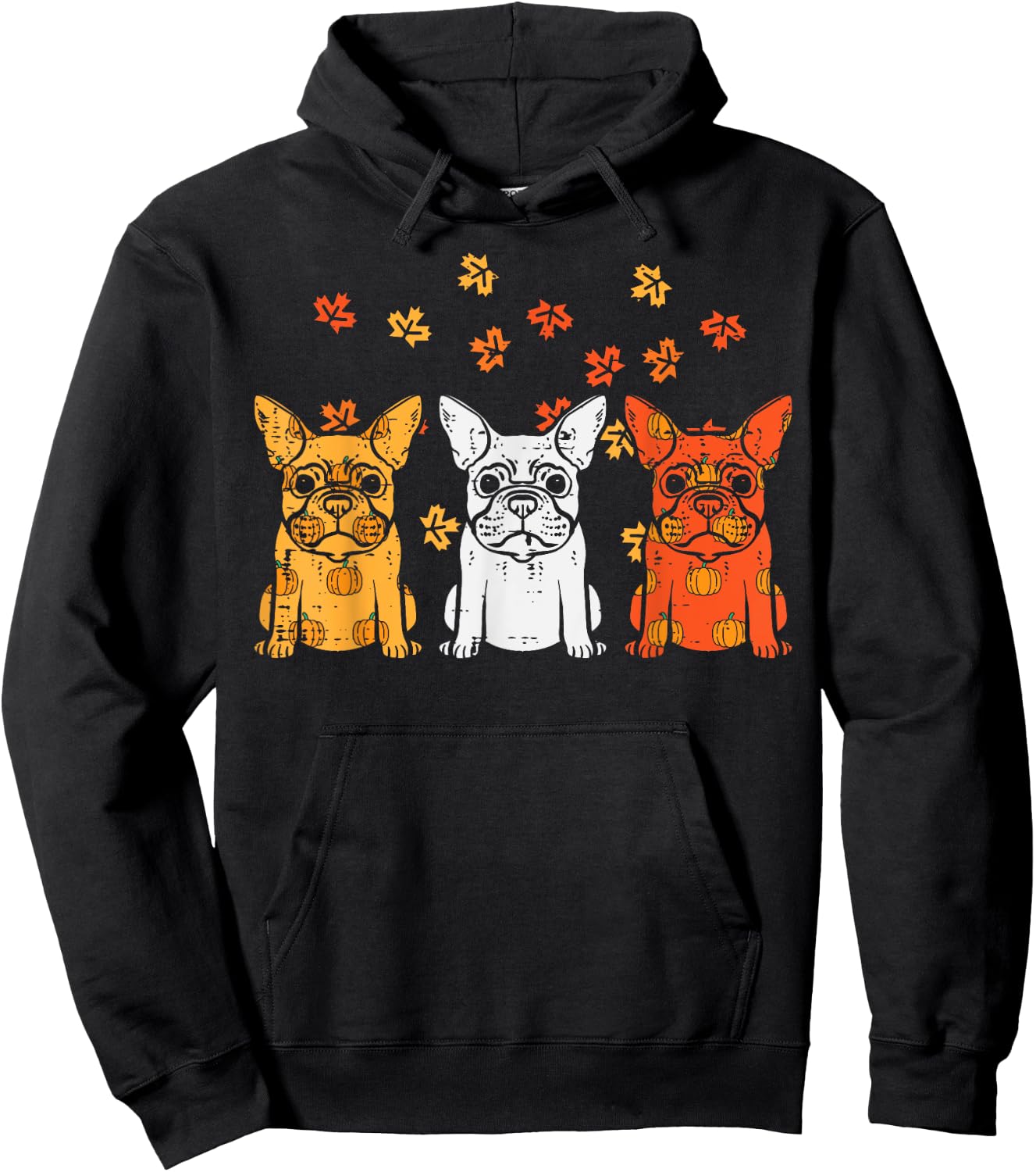 Thanksgiving French Bulldog Fall Frenchie Dog Men Women Kids Hoodie - Hoodie | Black