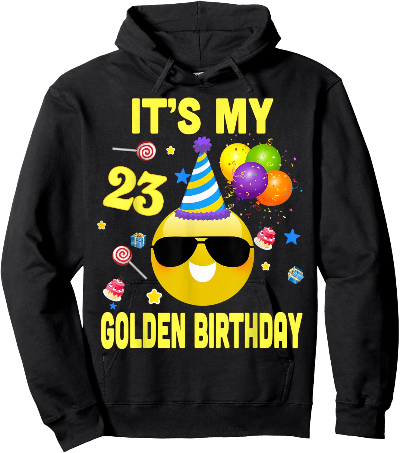 23rd Birthday Gifts It's My Golden Birthday 23 Years Old WY2 Hoodie - Hoodie | Black