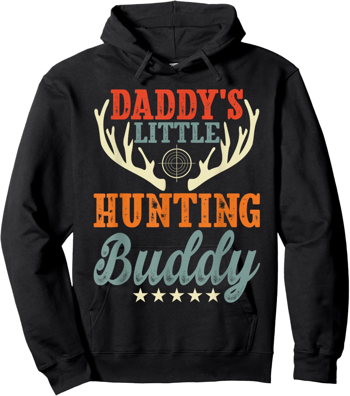 Retro Daddy's Little Hunting Buddy For Dad Boy Funny Deer Hoodie - Hoodie | Black