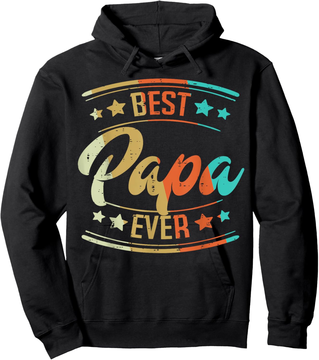 Fathers Day Best Papa Ever Retro Dad Daddy Grandpa Stepdad Hoodie - Hoodie | Black