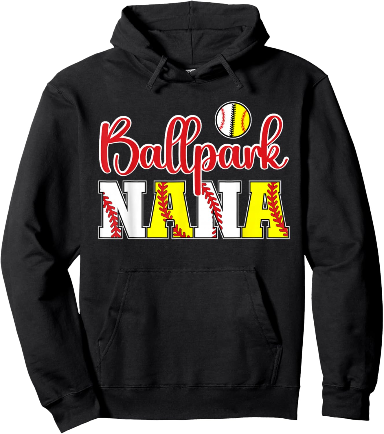 Ballpark Nana Softball Baseball Nana Grandma Hoodie - Hoodie | Black