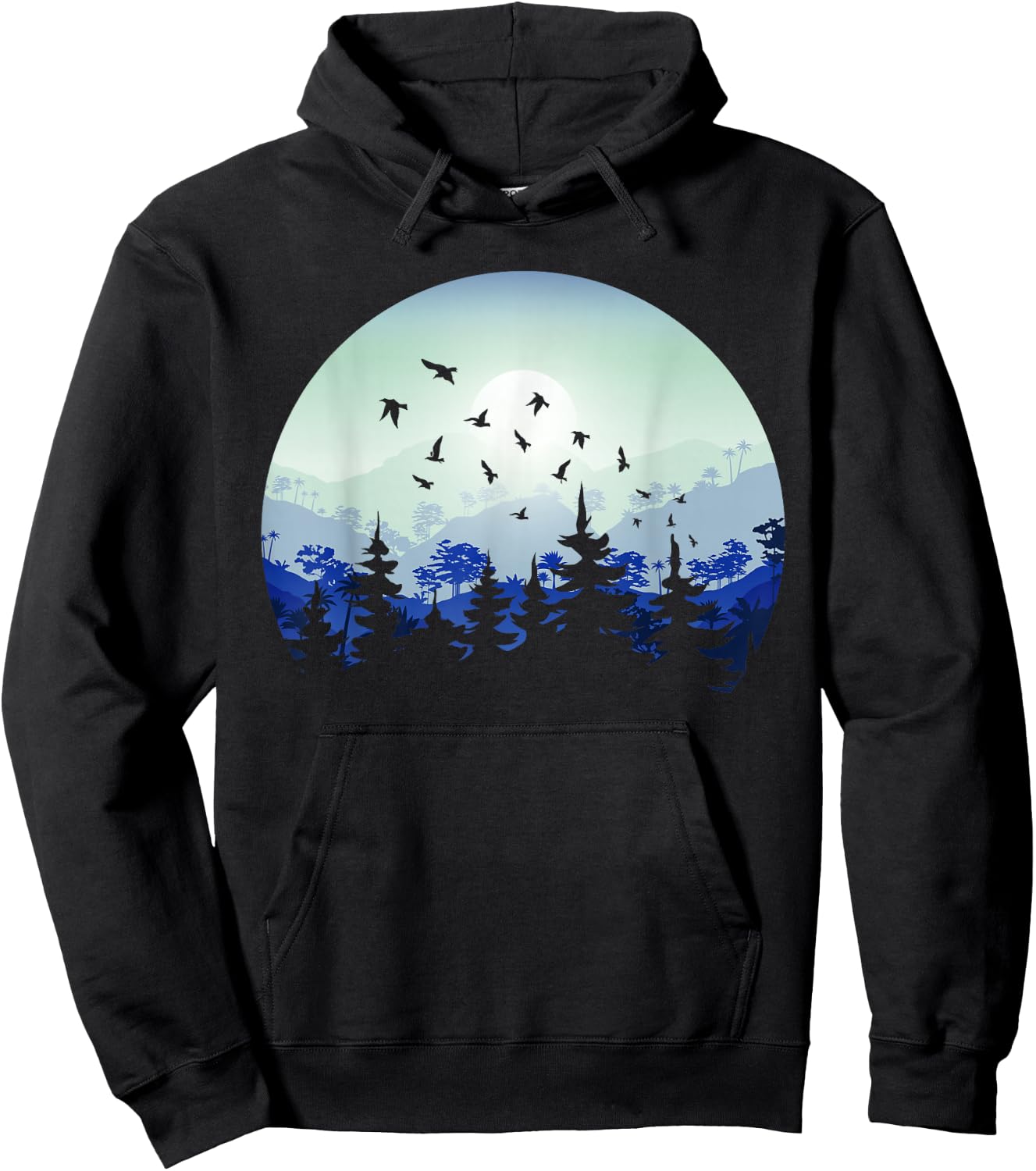 Mountain Wildlife Nature Retro Forest Gift -Adults Black Short Sleeve Classic Fit Small Nature-Themed Hiking Hoodie - Hoodie | Black